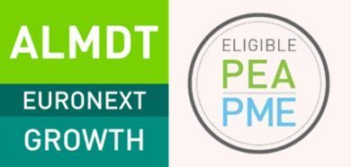 Logos de EURONEXT GROWTH et ELIGIBLE AU PEA PME - Logiciel Imagerie - Intrasense